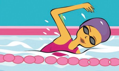 Девочка плавает в бассейне рисунок