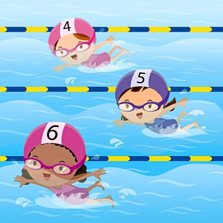 Раскраска плавание в бассейне