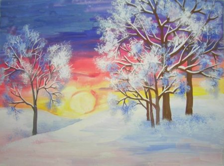 Снеговик гуашью