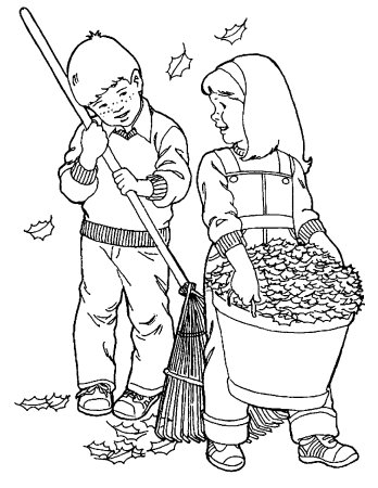 Труд людей осенью раскраска