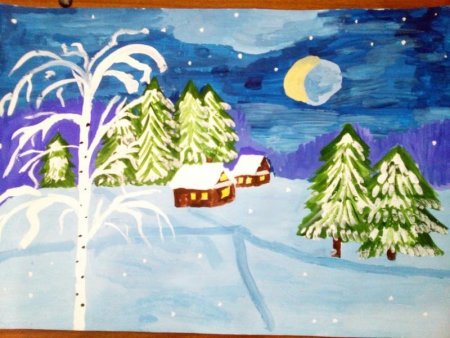Нарисовать зимний вечер
