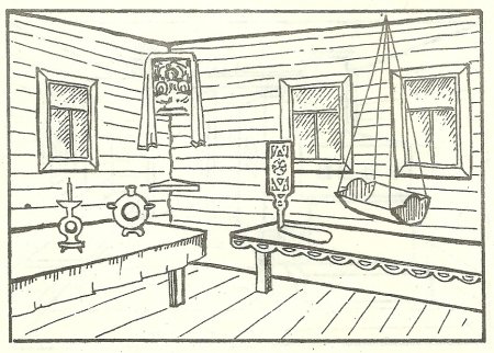 Интерьер древнерусской избы рисунки