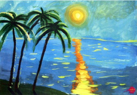 Море красками для детей