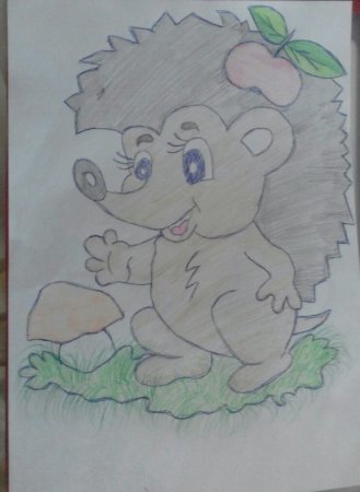 Рисование осенний Ежик