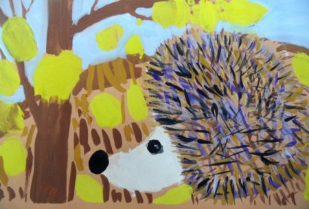 Рисование в подготовительной группе Ежик осенью