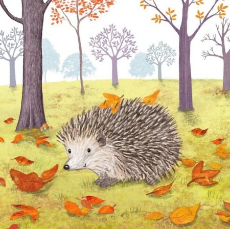 Рисование Ежик в осеннем лесу