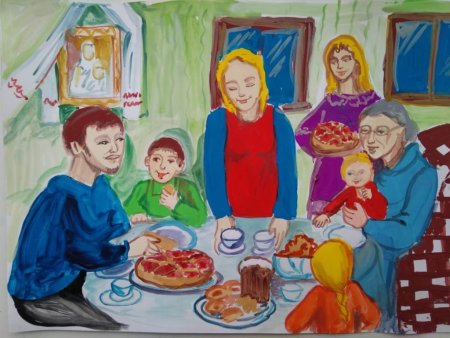Детский новогодний рисунок