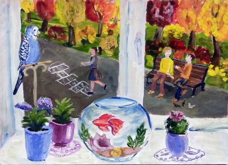 Вид из окна рисунок детский