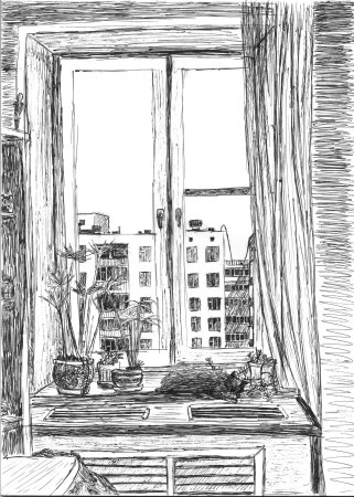 Набросок вид из окна