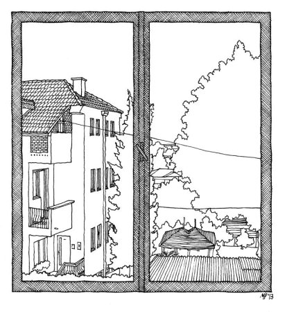 Набросок вид из окна