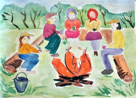 Раскраска поход в лес