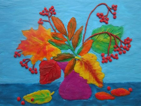 Картина из пластилина осенний букет