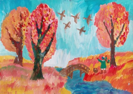 Объемный рисунок краски осени