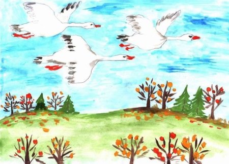 Рисование перелетные птицы