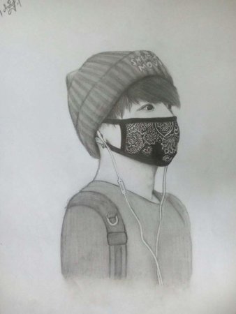 Рисунки карандашом БТС В масках