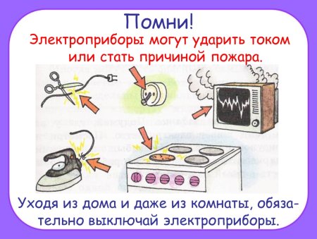Правила безопасности с электроприборами