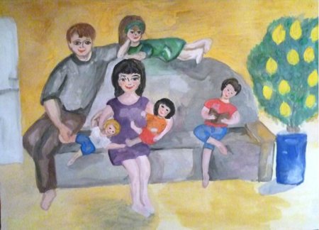 Детские рисунки на тему семья
