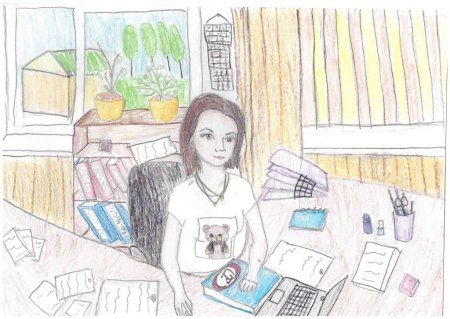 Рисунок мама на работе