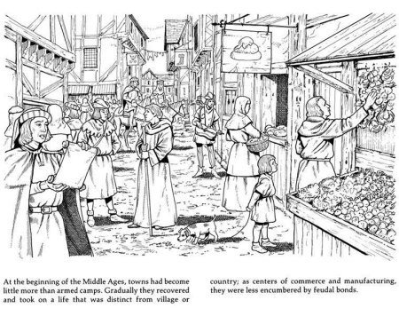 Рынок в средневековье эскиз