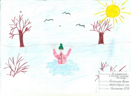 Безопасность на льду рисунок легкий