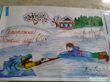 Безопасность на льду детские рисунки
