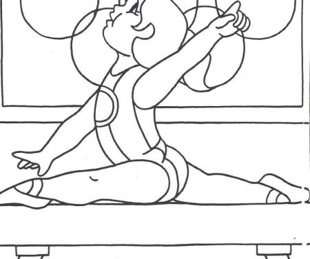 Раскраска гимнастка на шпагате