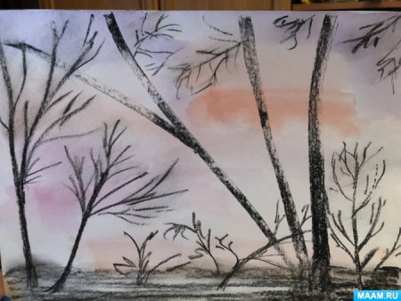 Рисование поздняя осень в подготовительной группе