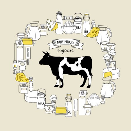 Молочная продукция векторный рисунок