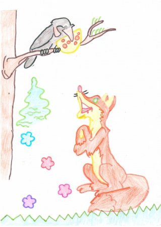 Иллюстрация к басне ворона и лисица