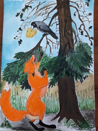 Басня Крылова ворона и лисица