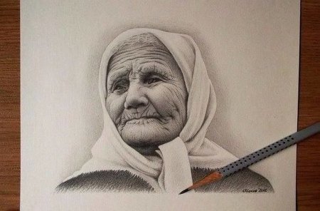 Бабушка карандашом