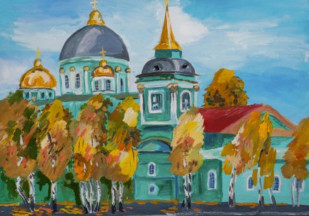 Храм детский рисунок старый Оскол