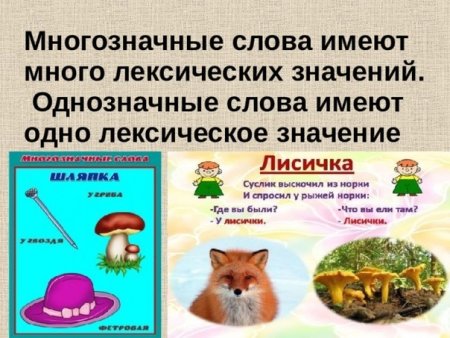 Многозначные слова 1 класс