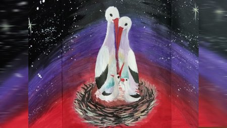 Рисунок в дружбе Единой страны акриловыми красками