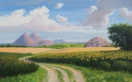 Пейзажи с терриконами Донбасса