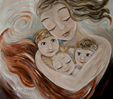 Иллюстрация мама с тремя детьми