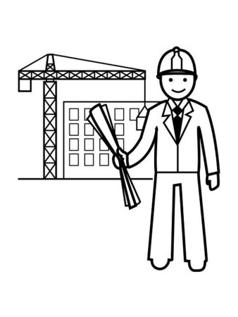 Раскраска инженер Строитель