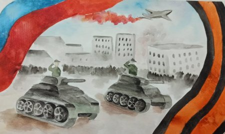Детские рисунки на парад памяти