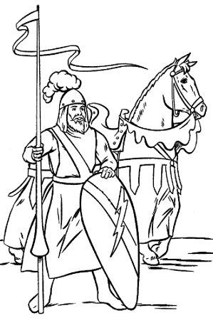 Средневековый рыцарь раскраска
