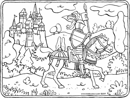 Раскраска замок с рыцарями