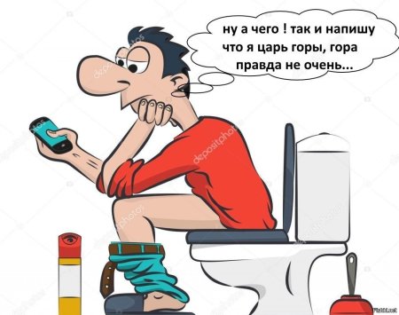 Человек на туалете с телефоном