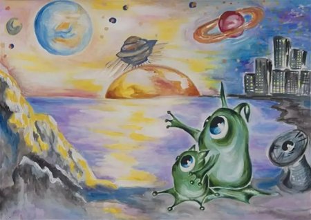 Космос красками для детей