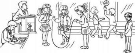 Рисунок дети на перемене в школе