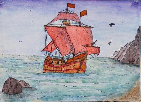 Достопримечательности Волгограда рисунок здание Алые паруса