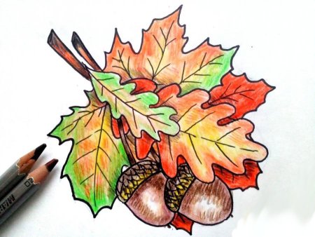 Осенние листья акварель