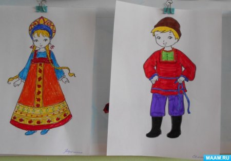Рисование кукла в национальном костюме Комарова