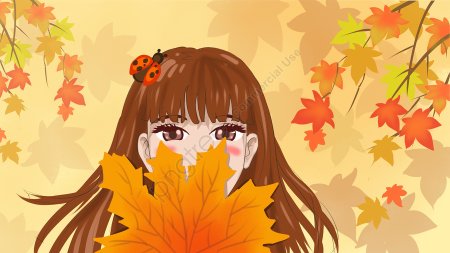 Девочка с осенними листьями