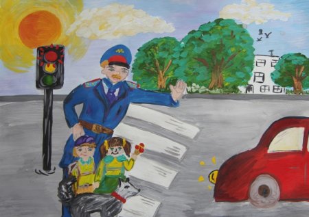 Детские рисунки на тему ГИБДД