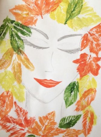 Рисование отпечатками листьев