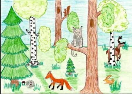 Рисование для детей лес